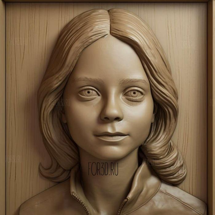 Jodie Foster 3 stl model for CNC